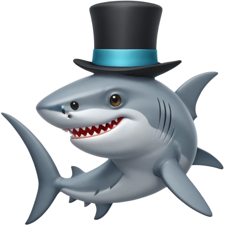 Shark with a top hat emoji