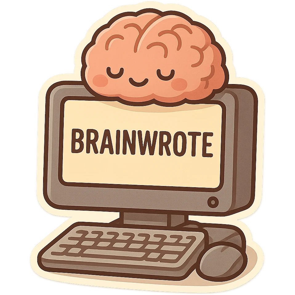 Brainwrote computer with text emoji