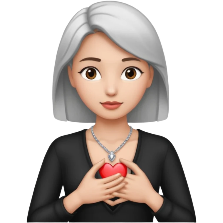 Woman placing her one hand over the heart emoji