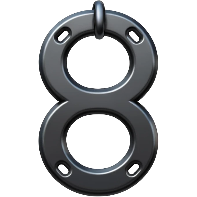 Emoji, gothic chain link shaped as number 8, forged from matte black steel, industrial form, subtle metal texture, no glow, no neon, flat emoji design, centered, transparent background emoji