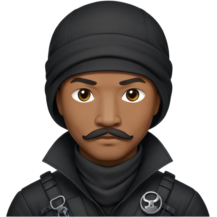 african-american mustache mercenary black asymmetrical ninja hacker terminal command center emoji