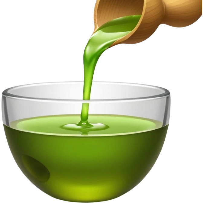 small dipping bowl of green liquid, matte, simple, clear emoji