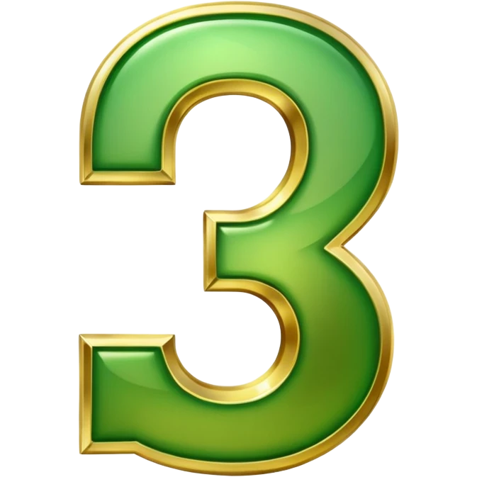 number two in golden and green shadows emoji