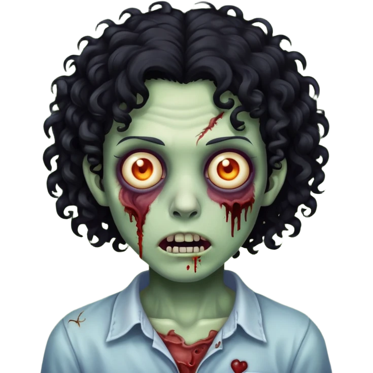 Zombie de cabelos cacheados pretos emoji