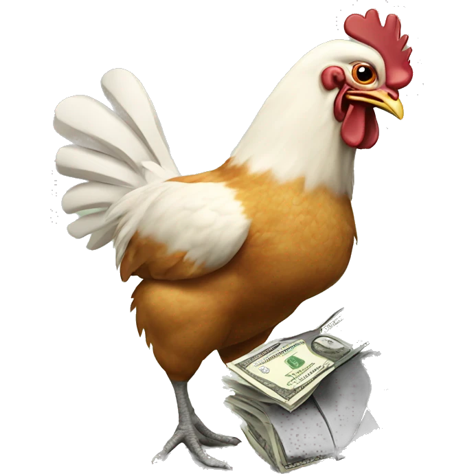 Chicken stealing money emoji