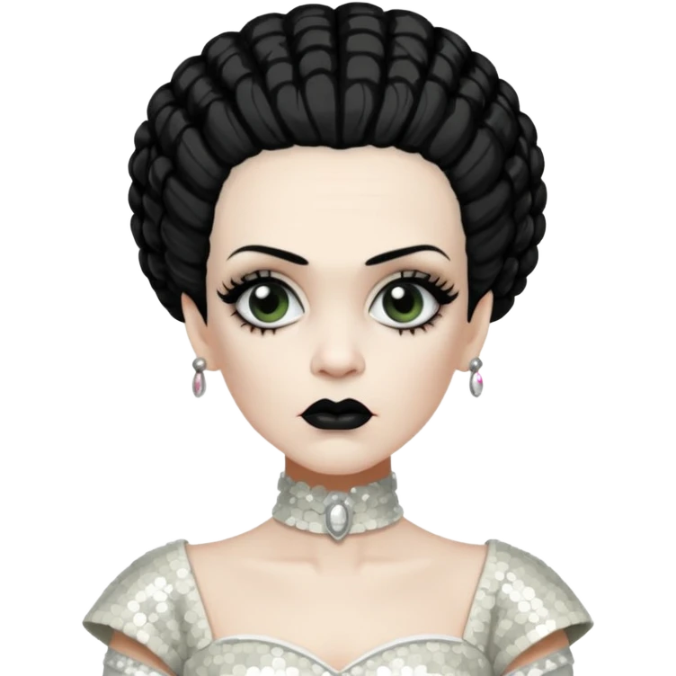 Bride of Frankenstein with ivory sequin outfit emoji