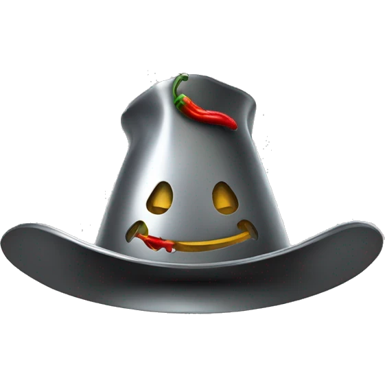 Metal hat with a pepper on top emoji