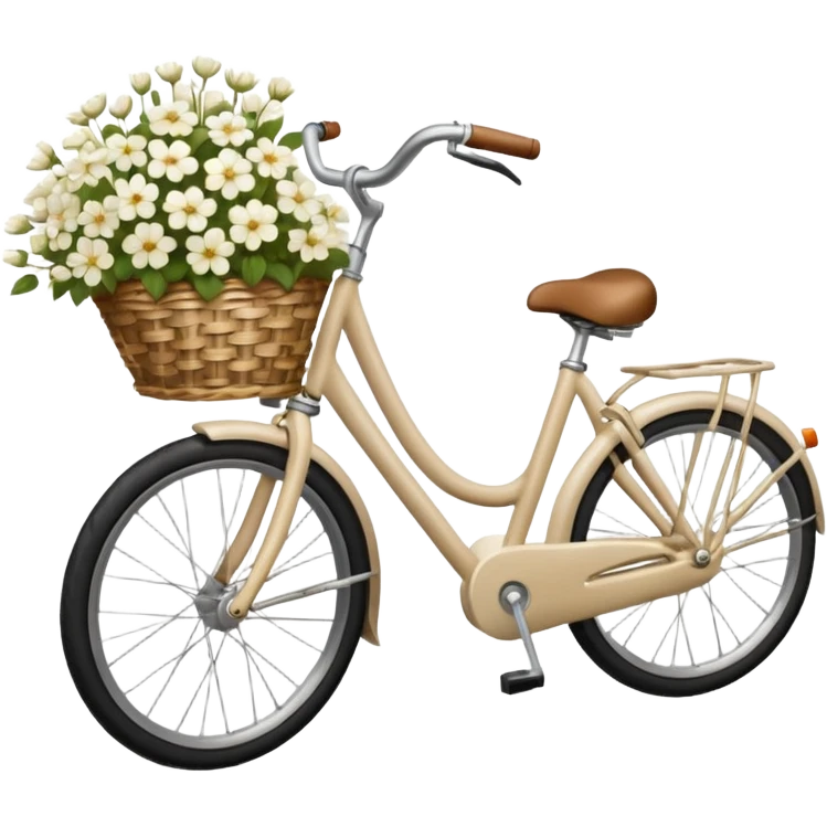 realistic light beige bicycle with basket of white  emoji