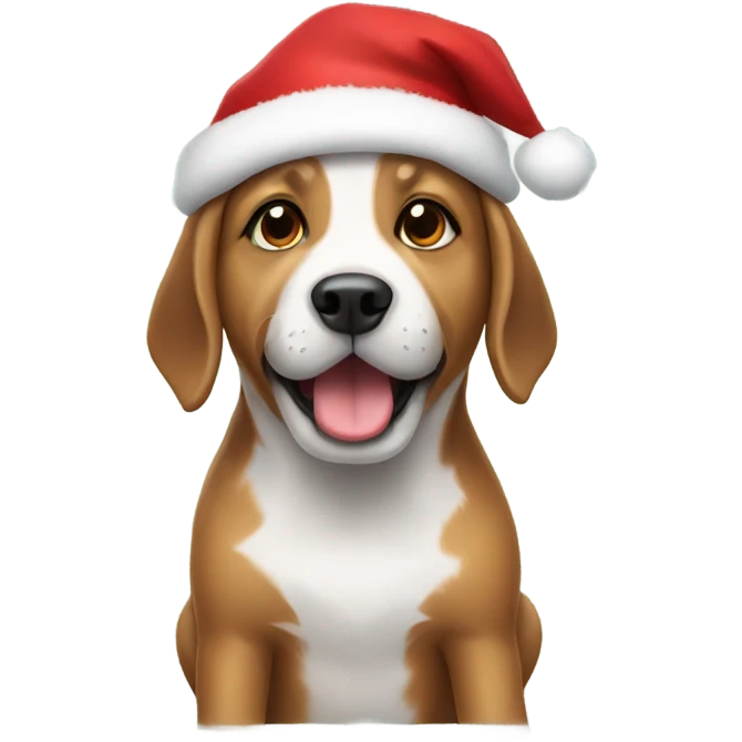 Dog wearing a christmas hat emoji