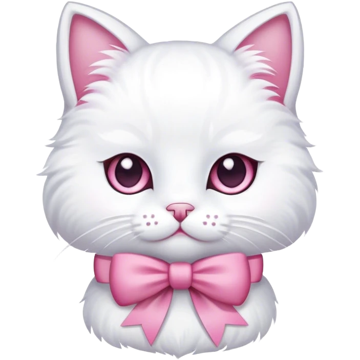 White cat with pink bow  emoji