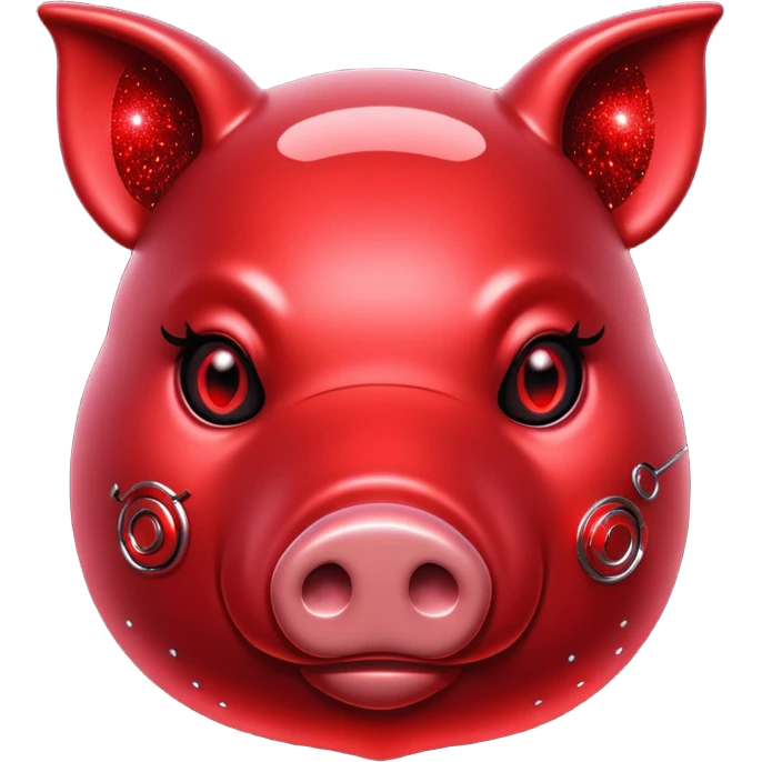 red glitter cyberpunk pig emoji