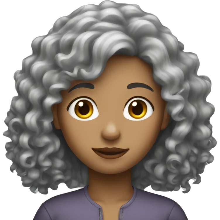 Female long gray curly hair emoji