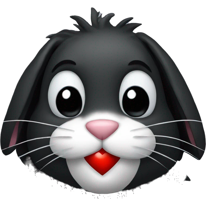 Black rabbit with heart emoji
