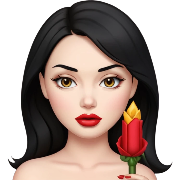 “Emoji girl, femme fatale, black hair. megan fox vibes emoji