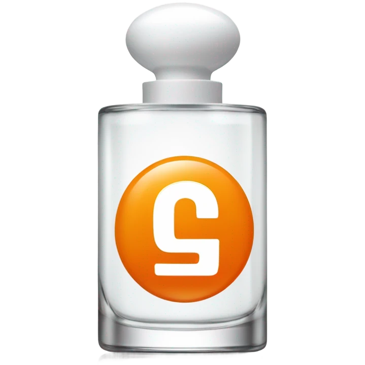 Orange cylinder perfume bottle with white cap and the number 62 in white color emoji