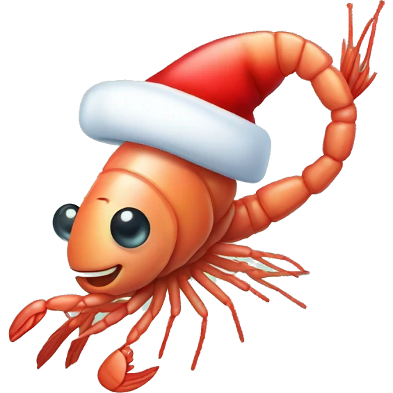 Shrimp with Santa hat emoji