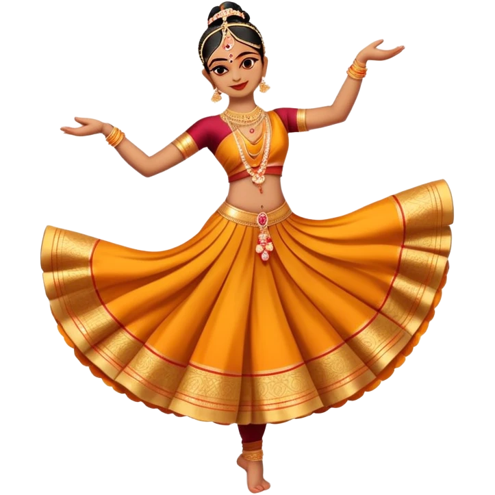 cinematic-realistic-bharatanatyam-dance-emoji,-depicted-as-an-elegant-classical-indian-dance-performance-with-graceful-poses,-intricate-costumes,-and-expressive-hand-gestures,-rendered-with-rich-textures-and-warm-dramatic-lighting, single dancer full body  emoji