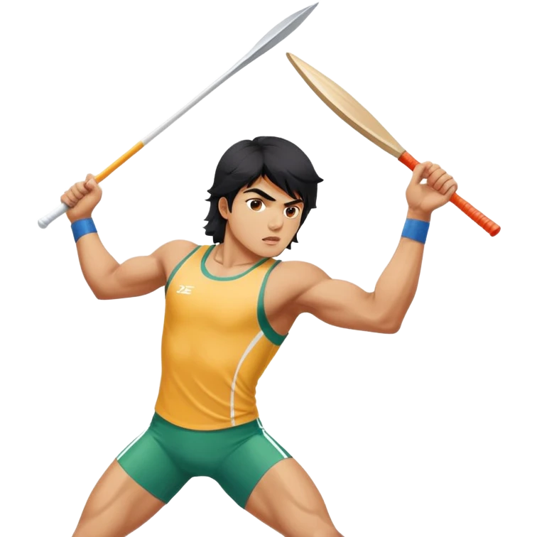 Neeraj Chopra throwing javelin in action, athletic pose emoji
