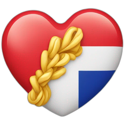 coeur rouge avec le drapeau de l'Allemagne et de la France emoji