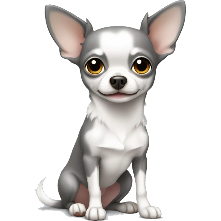 Grey and white chihuahua sitting full body  emoji