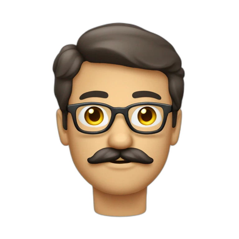 Hombre moreno con lentes redondos y mostacho delgado emoji