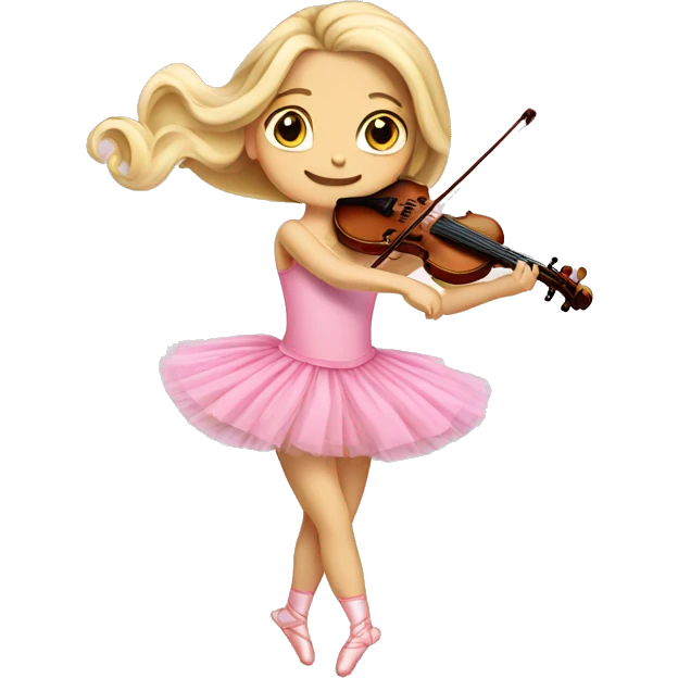 blonde ballet girl pink tutu long hair playing violin emoji