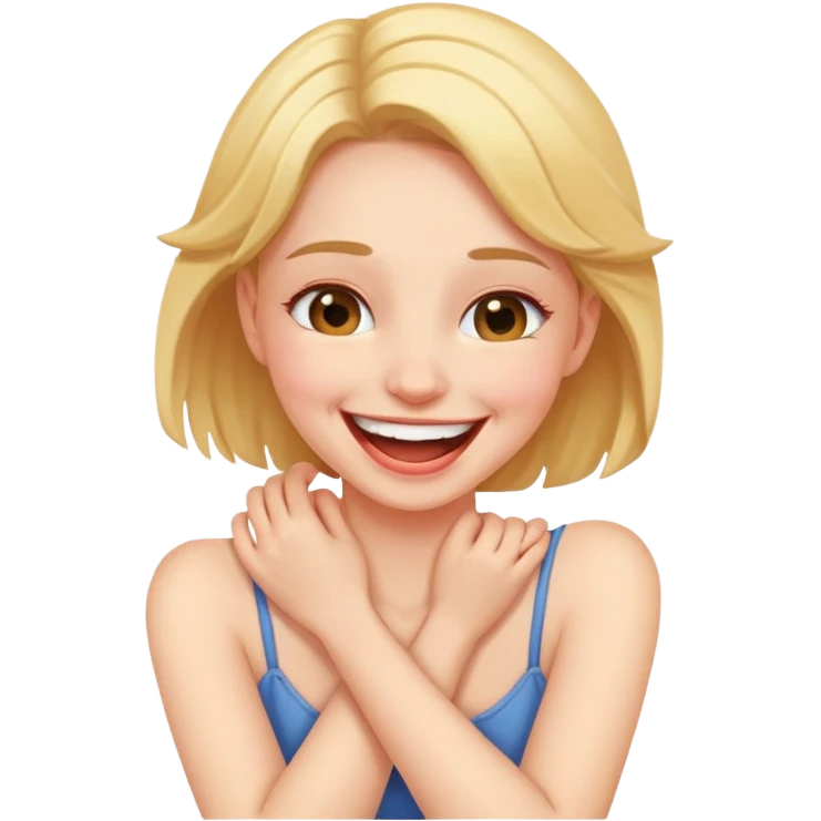 Girl holding neck laughing  emoji