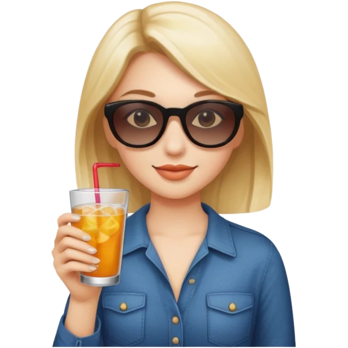 girl with sunglasses on and holding a drink emoji