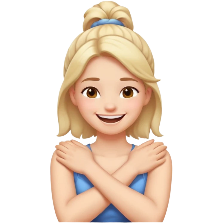 arms crossed holding neck laughing girl emoji