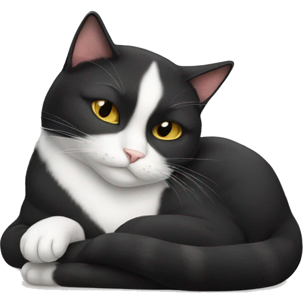 tuxedo cat asleep emoji