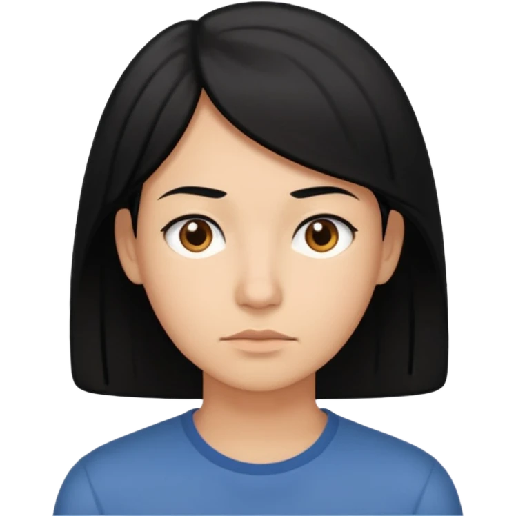 emoji of a 30-year-old person with black hair and a thoughtful expression emoji