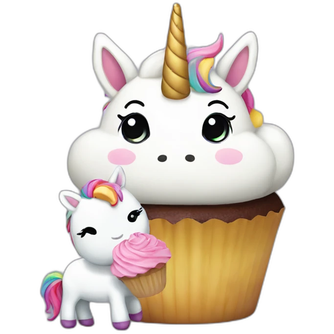 cute Unicorn with a cupcake emoji