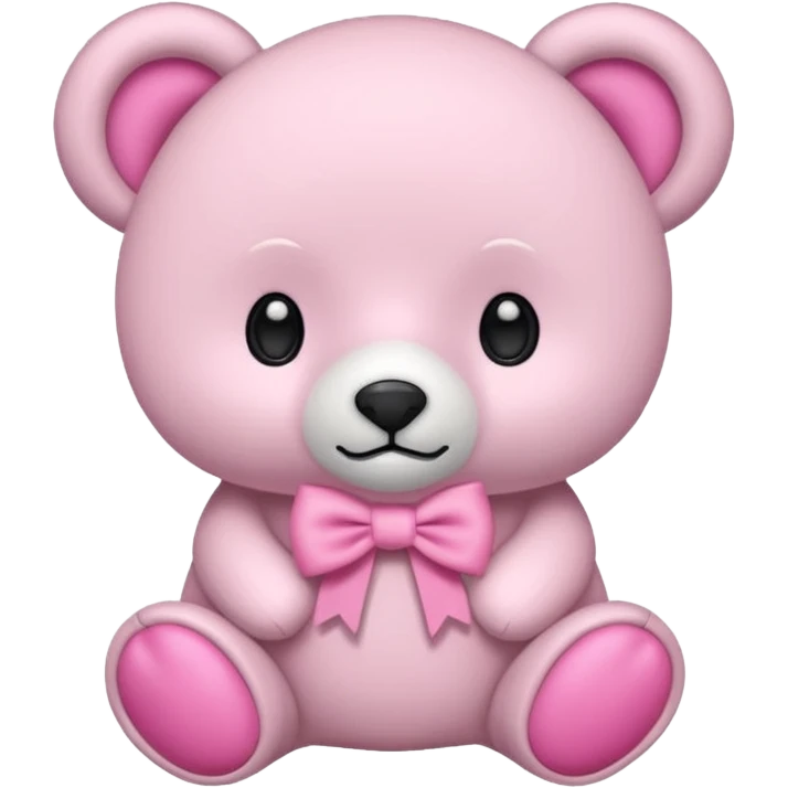Oso de peluche blanco Adorable con un lazo rosa emoji