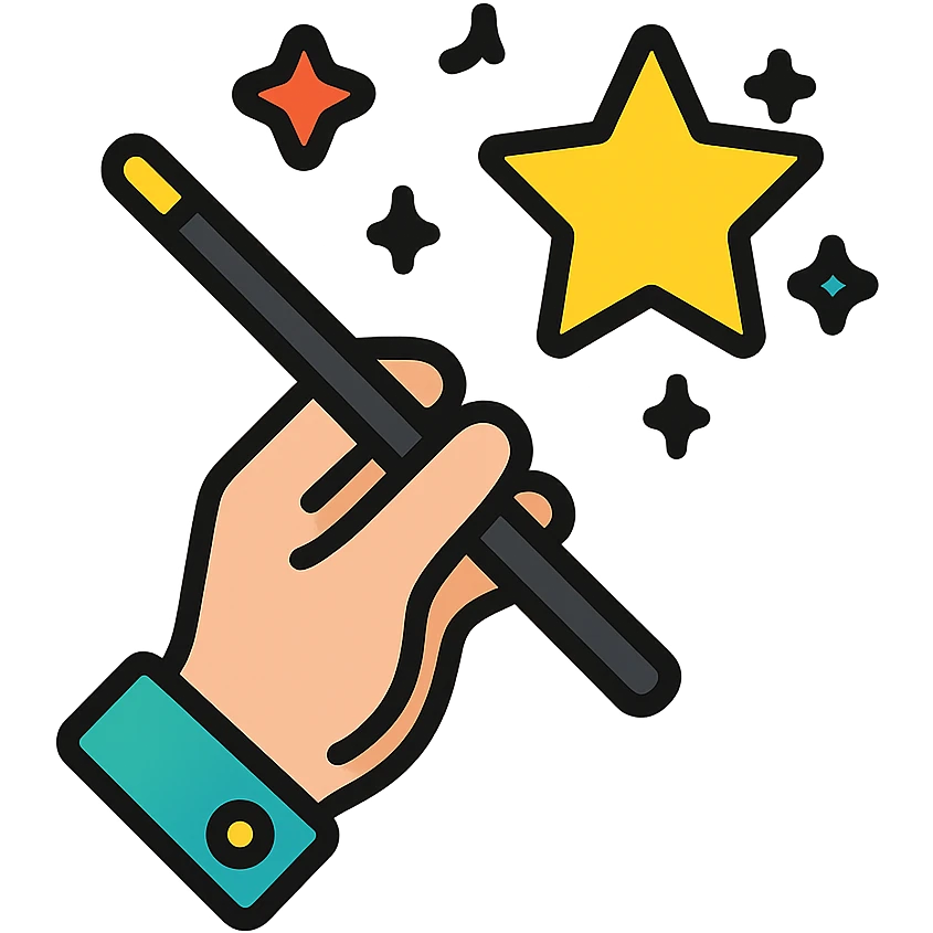 nimble hand performing a magic trick, color outline icon emoji