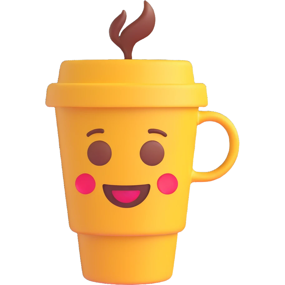 A 3D emoji of a coffee cup. emoji