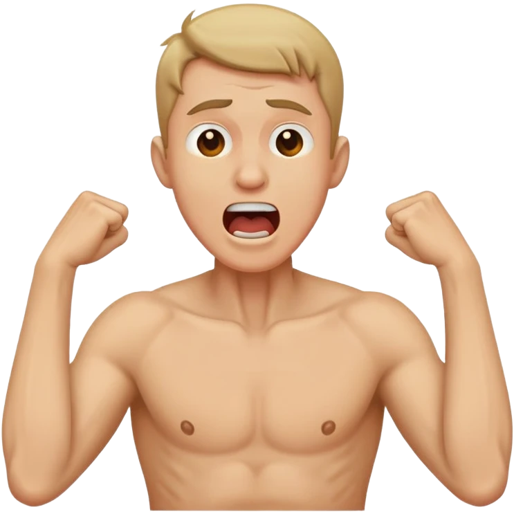 man holding his neck with his arms crossed screaming emoji