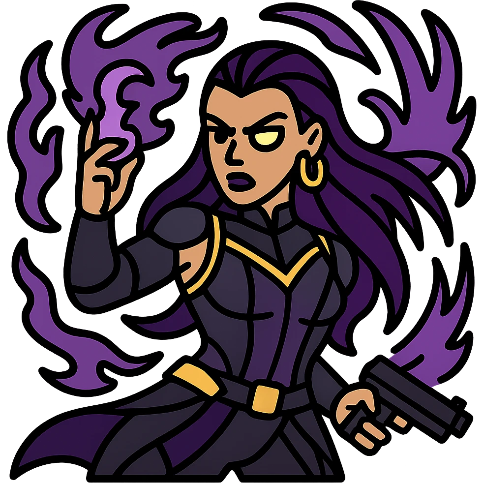 Add a glowing eye to blind enemies with a color scheme of black and purple accents, keep the background transparent. emoji