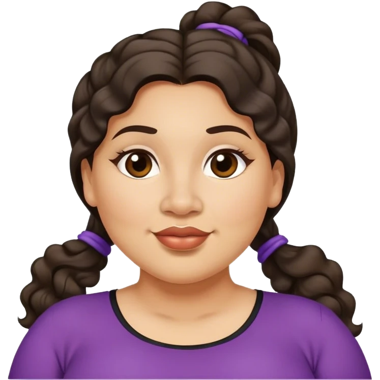  plus size light skin latino women with wavy dark hair in pony tail flat wide nose  emoji