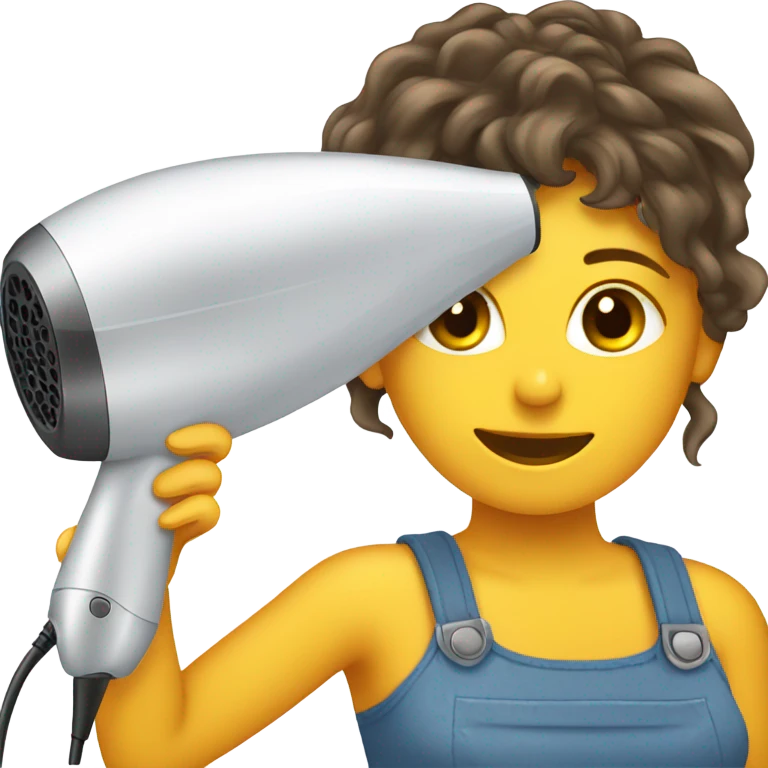 girl dries wet sail with hair dryer emoji