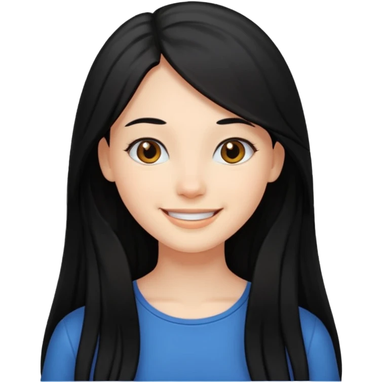 Long black hair, pretty face emoji