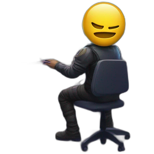 a male is doing coding at his cyberpunk room, there is a code at his monitor emoji