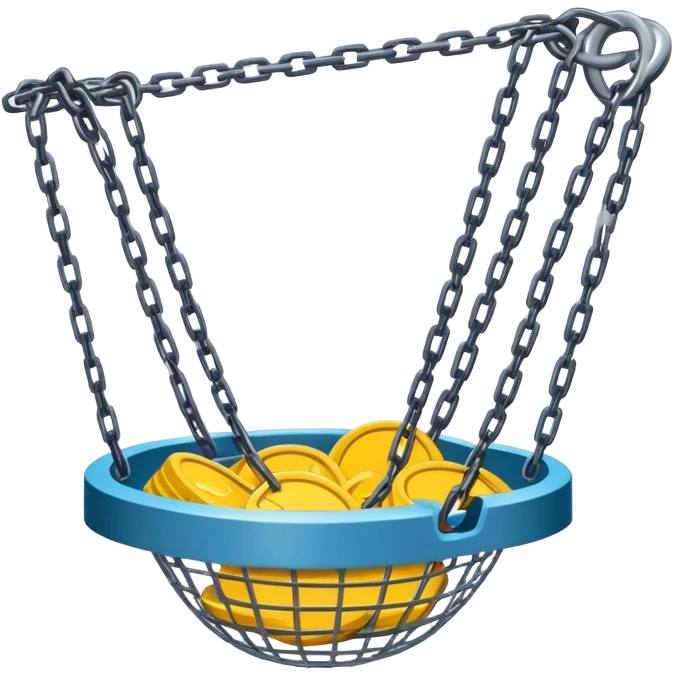 Disc golf locked in basket chains emoji