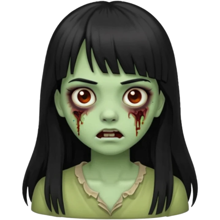 faça o emoji de uma menina zumbi igual a esse 🧟‍♀️de cabelos longos pretos com franja emoji