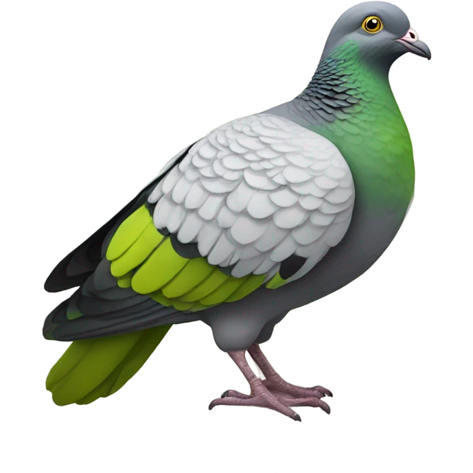 Realistic indian pigeon: yellow-green emoji
