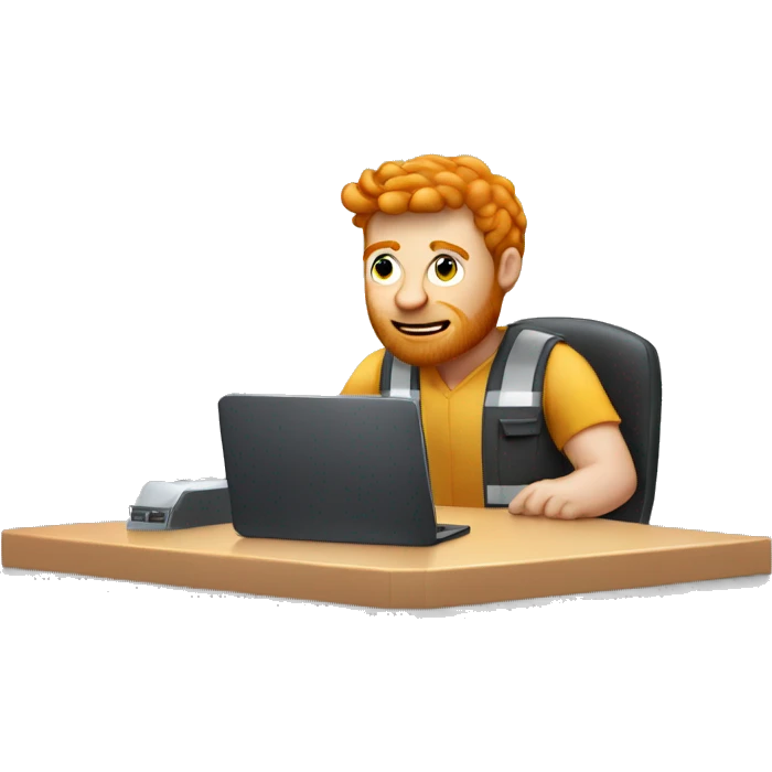 ginger guy overlookin an engineer on his computer emoji