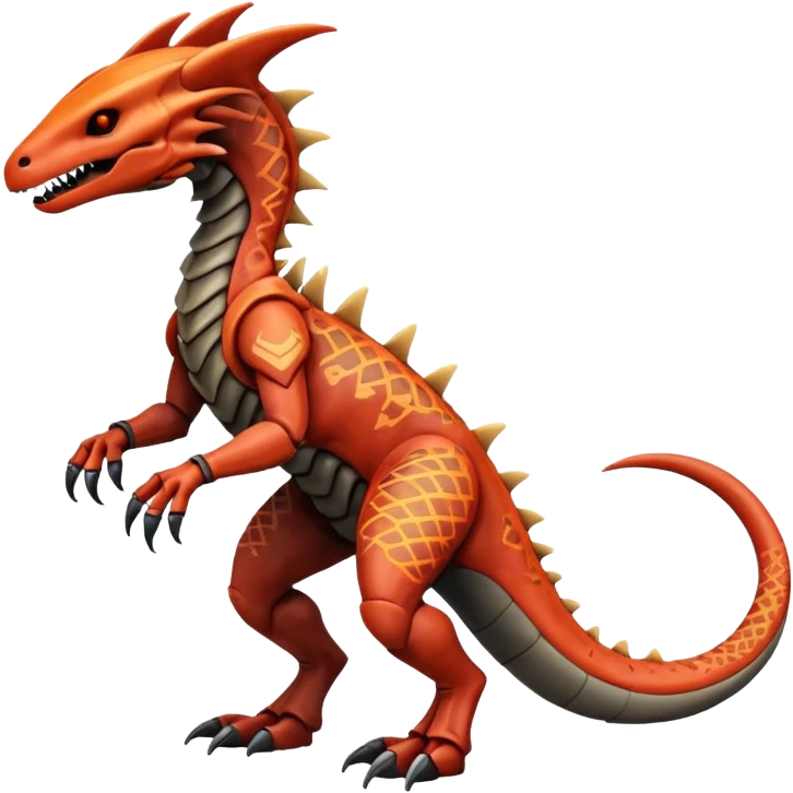Marowak-Salandit-Xenomorph-hybrid-fantasy-creature (full body) with colored scale pattern markings emoji