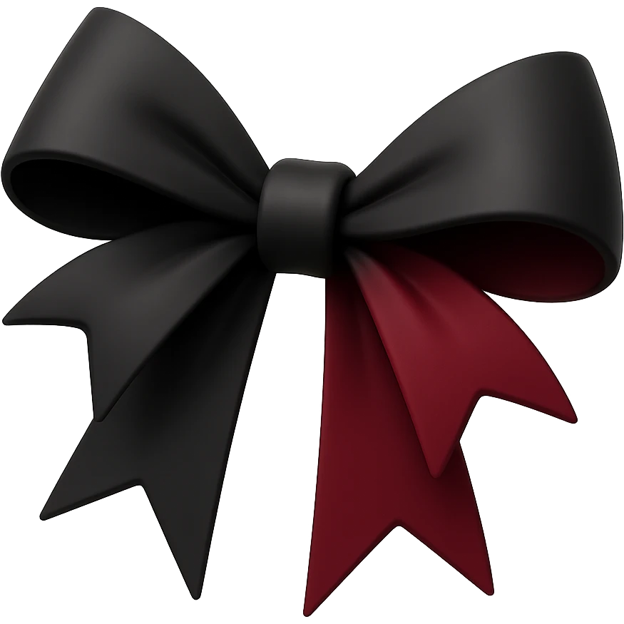 Create a gothic bow in 3D black style with a red color variation. emoji