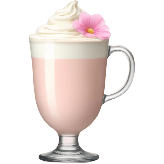 Light Pink latte classy in glass with flower emoji