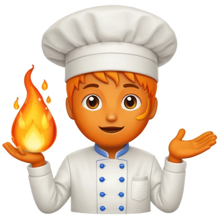 emoji mascotte goute enflammée en chef de cuisine emoji