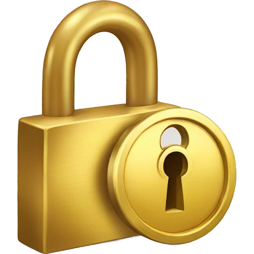 a golden lock with a key emoji